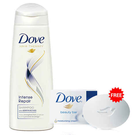 Buy Dove Hair Therapy Intense Repair Shampoo (340 ml) + 2 Dove Soap FREE - Purplle