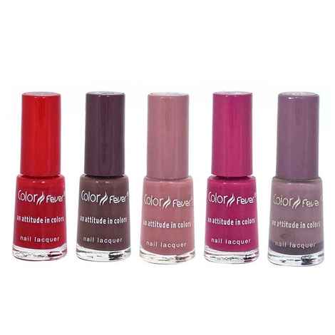 Buy Color Fever Nail Polish Value Pack Mini Pops Red / Brown Fudge (5 ml x 5 pcs combo) - Purplle