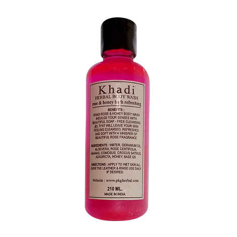 Buy Khadi Rose Honey Bath Refreshing Herbal Body Wash 210 ml - Purplle