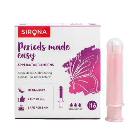 Buy Premium Applicator Tampons by SIRONA -Regular flow (16 Pcs - 1 Pack) - Purplle