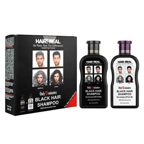 Buy Hair4Real Natural Black Hair Dye Shampoo (400 ml) - Purplle