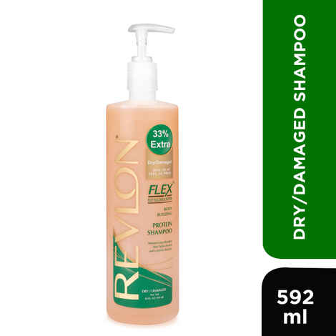Buy Revlon Flex Body Building Shampoo - For Dry Damaged Hair 592 ml Rs 31- off on MRP - Purplle
