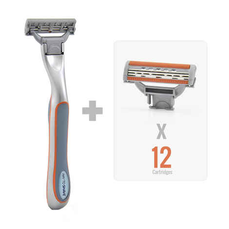 Buy Waytoshave The Omega 3 Blade Mens Shaving Razor (Pack Of 1 Razor Handle + 12 Cartridges) - Purplle