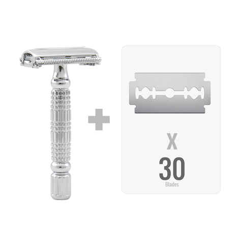 Buy Waytoshave The Double Edge Twist To Open Safety Razor (Pack Of 1 Razor Handle + 30 Blades) - Purplle