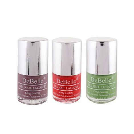 Buy DeBelle Gel Nail Polish Combo Set of 3 - Majestique Mauve (Mauve), French Affair (Red), Mystique Green (Pastel Green) - 8ml Each - Purplle