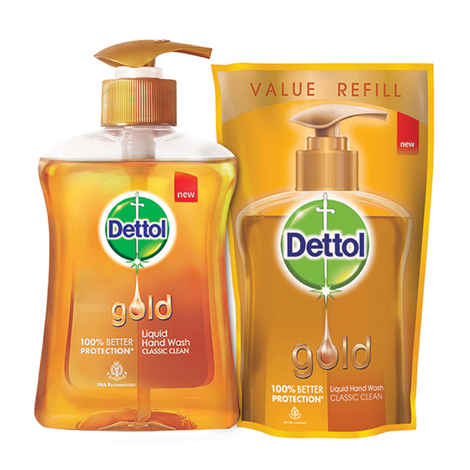 Dettol Classic Clean Liquid Hand Wash (200 ml) with Dettol Liquid Soap Refill (185 ml)