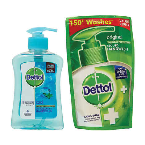 Buy Dettol Cool Liquid Hand Wash (200 ml) with Dettol Liquid Soap Refill (185 ml) - Purplle