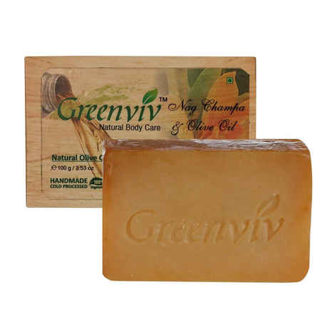 Buy Greenviv Natural Olive Oil-Nag Champa Soap (100 g) - Purplle