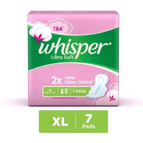 Buy Whisper Ultra Soft Large Sanitary Pads 7 count (284mm) - Purplle