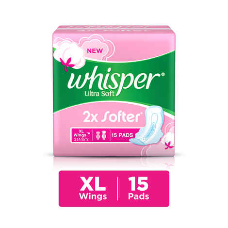 Buy Whisper Ultra Soft XL Sanitary Pads 15 count (317mm) - Purplle