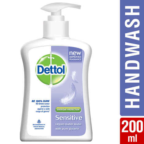 Buy Dettol pH-Balanced Germ Protection Liquid Handwash Pump, Sensitive (200 ml) - Purplle