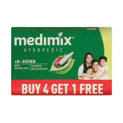 Buy Medimix Classic Ayurvedic 18 Herbs Soap (125 g) (4+1 Offer Pack) - Purplle