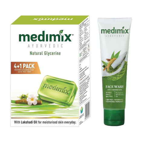 Buy Medimix Ayurvedic Natural Glycerine (625 g) 4+1 Pack + Medimix Face Wash (50 ml) - Purplle