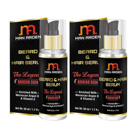 Buy Man Arden Beard & Hair Serum The Legend (Arabian Oudh) (50 ml) x Pack of 2 - Purplle