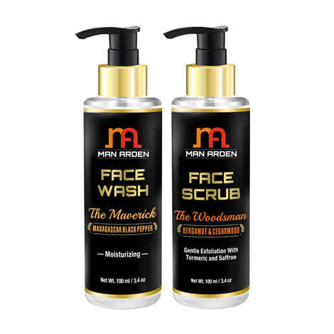 Buy Man Arden Face Wash (The Maverick) + Face Scrub (The Woodsman) - Purplle