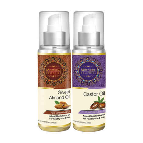 Buy Morpheme Pure Coldpressed Castor Carrier + Sweet Almond Oil (100 ml) (1+1 Bottles) - Purplle