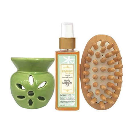 Buy Panache Spa Massage Collection, Natural Jasmine & Vanilla Body Massage Oil, Wooden Massager, Aroma Oil Burner & T-Light - Purplle