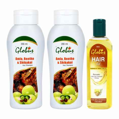 Buy Globus Herbal Shampoo+ Globus Herbal Shampoo+ Globus Hair Oil (500 ml) - Purplle