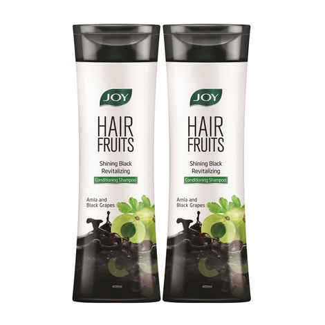 Buy Joy Hair Fruits Conditioning Shampoo Shining Black Revitalizing Amla & Black Grapes (Pack Of 2 X 400 ml) - Purplle