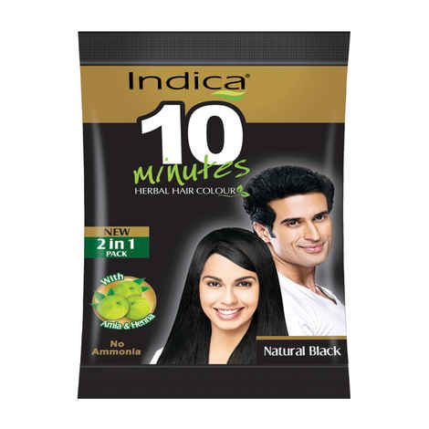 Buy Indica 10 Mins Herbal Hair Colour Natural Black 2In1 Pack(Pack Of 8) - Purplle