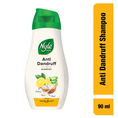 Buy Nyle Naturals Anti-Dandruff Shampoo, With Curd, Lemon and Aloe Vera, Gentle & Soft, pH Balanced and Paraben Free, For Men & Women, 90ml - Purplle