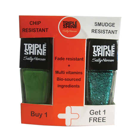 Buy Sally Hansen Triple Shine Nail - Kelp Out #270 + Seanic #350 - Purplle