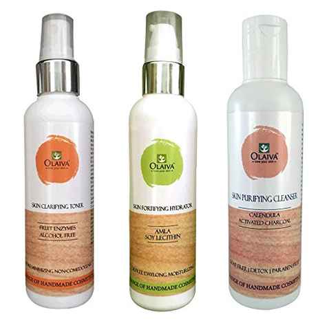 Buy Olaiva 3 in 1 Skin Purifying Cleanser 100ml+ Skin Clarifying Toner 100 ml+ Skin Fortifying Hydrator (100 g) - Purplle