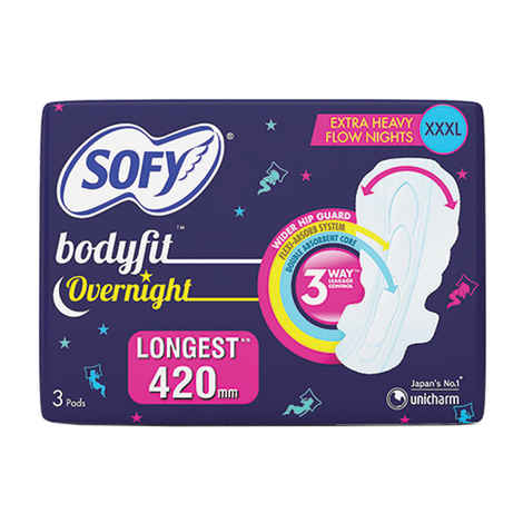 Buy Sofy Bodyfit Overnight Sanitary Pad - Xxxl-3 - 420 Mm - Purplle
