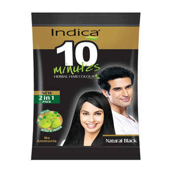 Buy Indica 10 Mins Herbal Hair Colour Natural Black 2In1 Pack(Pack Of 8) - Purplle