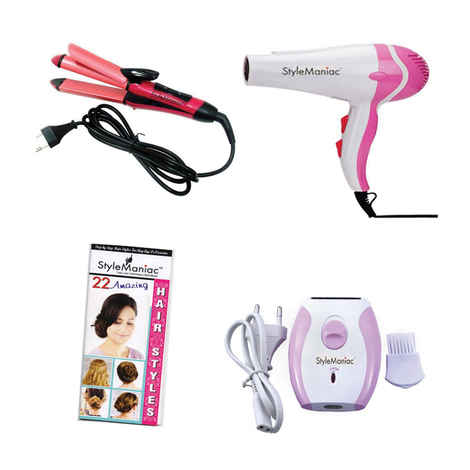 Buy Style Maniac Combo Of 2 In 1 Hair Straightener Cum Curler , Hot And Cold Dual Function Hair Dryer And Epilator(Ak-2001) And Get A Hairstyle Book Free - Purplle
