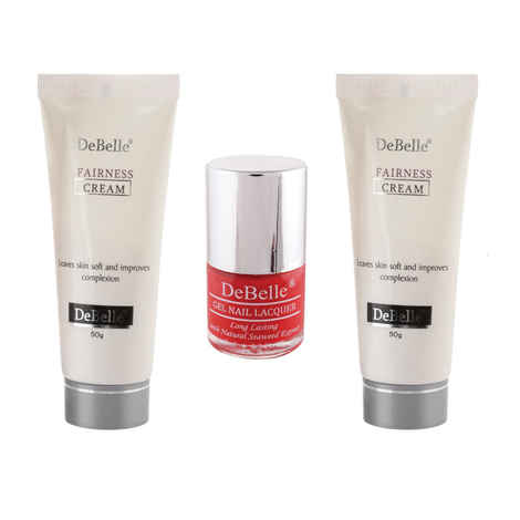 Buy Debelle Beauty Kit Of Debelle Fairness Cream (50 g) Combo Pack Of 2 & Debelle Nail Polish (Red) - Purplle