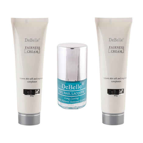 Buy Debelle Beauty Kit Of Fairness Cream (80 g) Combo Pack Of 2 & Debelle Nail Polish (Turquoise Blue) - Purplle