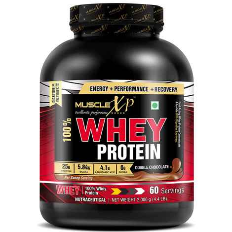 MuscleXP 100% Whey Protein (New WHEY Gold Standards) - 2Kg (4.4 lbs), Double Chocolate