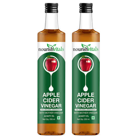 Buy NourishVitals Apple Cider Vinegar 250ml x 2 Bottles - With Mother Vinegar, Raw, Unfiltered & Undiluted - Purplle