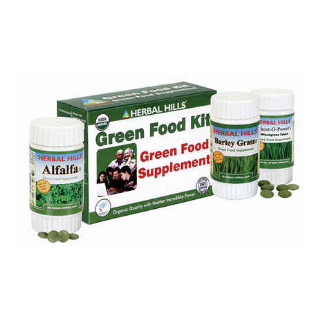 Buy Herbal Hills Green Food Supplement Kit (Wheatgrass, Alfalfa, Barley Grass) - Purplle
