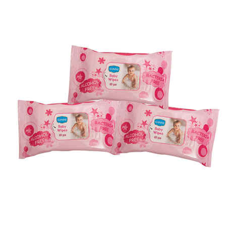 Buy Ginni Soft Baby Wipe (Pack Of 3) (60 Wet Wipes In A Pack) - Purplle