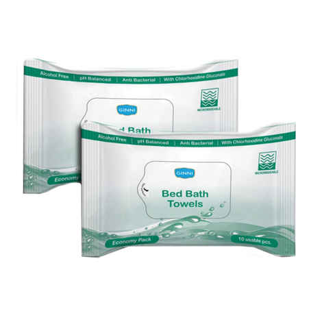 Buy Ginni Bed Bath Towel (For Sponge Bath) (Economy Pack) (Pack Of 2) (10 Wet Towels Per Pack) - Purplle