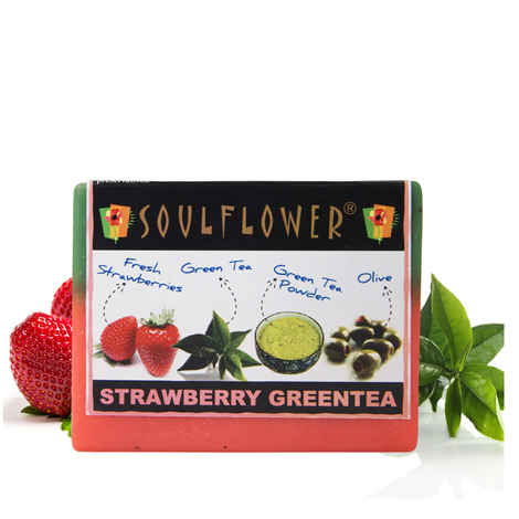 Buy Soulflower Soap Strawberry Green Tea (150 g) - Purplle