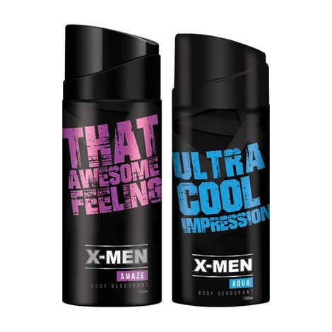 X Men Deodorant Spray Amaze+Aqua (Pack Of 2 X 150 ml)