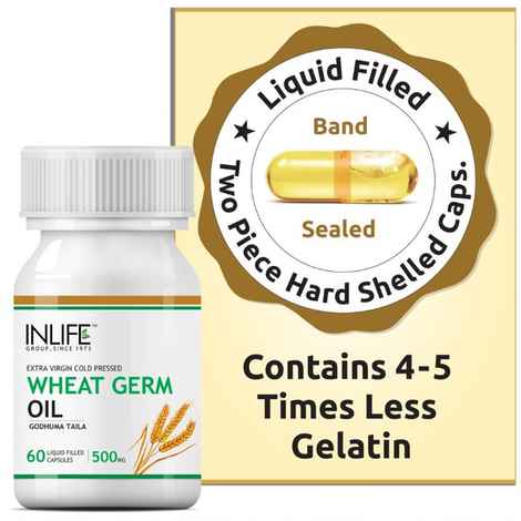 INLIFE Wheat Germ Oil 500 mg, 60 Capsules