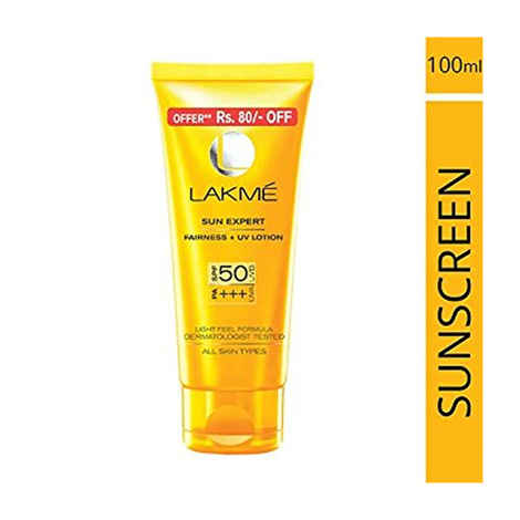 Buy Lakme Sun Expert Super Matte Lotion Sunscreen SPF 50 PA+++ with Niacinamide & Vit C | Broad spectrum UVA/B protection | Blue light protection | No White Cast | for all dry, normal skin| Lightweight, Non Sticky |100ml - Purplle