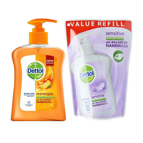 Buy Dettol Liquid Handwash (200 ml) (Re-energize)+ Dettol Liquid Refill Pouch (175 ml) - Purplle
