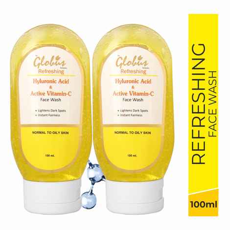 Globus Remedies Refreshing Hyaluronic Acid And Vitamin C Face Wash 100 ml (Pack Of 2)