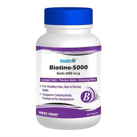 Buy Healthvit Biotino-5000 Biotin 5000mcg 60 Capsules - Purplle