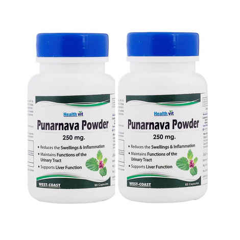 Buy Healthvit Punarnava Powder 250 Mg 60 Capsules (Pack Of 2) - Purplle