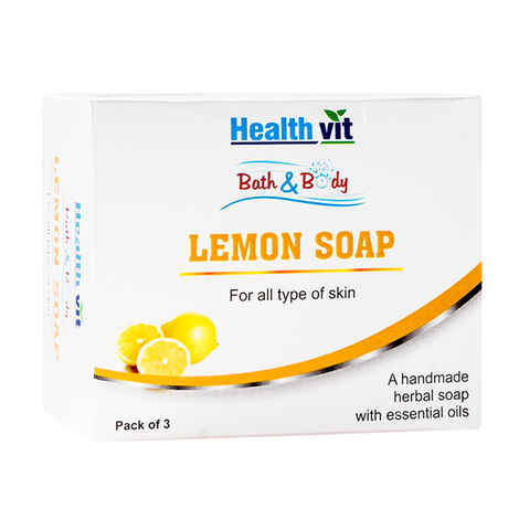 Buy Healthvit Bath & Body Lemon Soap (75 g) Pack Of 3 - Purplle