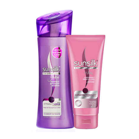 Sunsilk Perfect Straight Lock Shampoo (340 ml) + FREE Sunsilk Thick & Long Conditioner (80 ml)