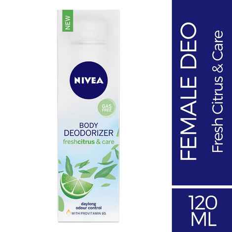 Buy NIVEA Deodorizer, Fresh Citrus & Care Deodorant, Gas Free, Women, 120ml - Purplle