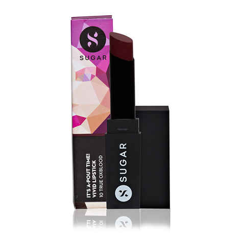 SUGAR Cosmetics It's A-Pout Time! Vivid Lipstick - 10 True Oxblood (Burgundy Red)