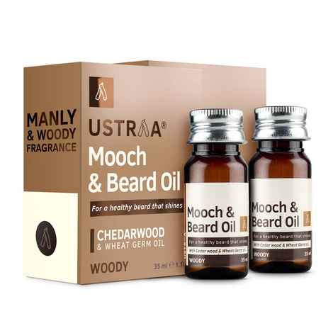 Ustraa By Happily Unmarried Woody Mooch and Beard Oil - Set of 2